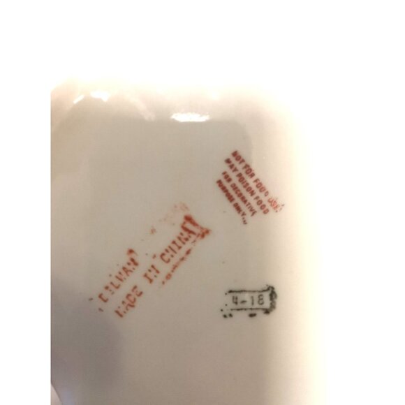 Decorative Scalloped Trinket Box with Gold Trim Vintage Asian Signed Porcelain - Picture 7 of 10